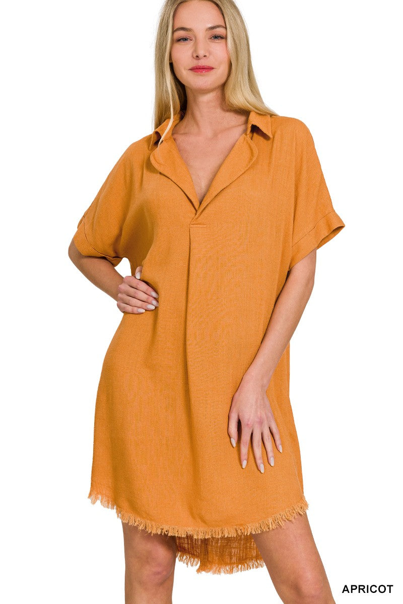 Lee Linen Dress-Apricot Lee Linen Dress-Apricot