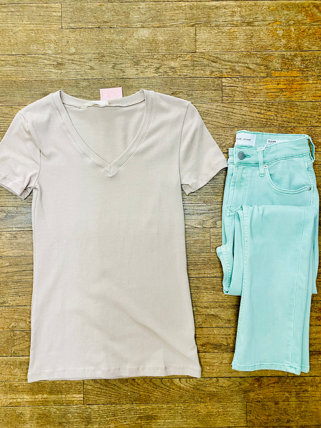 Perfect Basic V Neck Tee - Mocha-Tops-Anatomy Clothing Boutique in Brenham, Texas