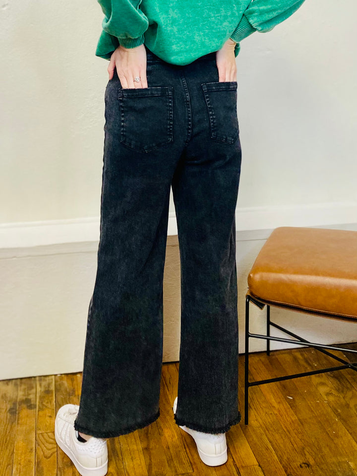 Callum High Waisted Crop Frayed Jeans-Bottoms and Jeans-Anatomy Clothing Boutique in Brenham, Texas
