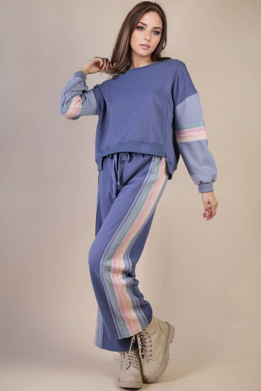 Blue Color Block Knit Set-Anatomy Clothing Boutique in Brenham, Texas