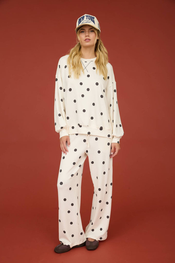 Dots of Fun Textured Knit Top-Shirts & Tops-Anatomy Clothing Boutique in Brenham, Texas