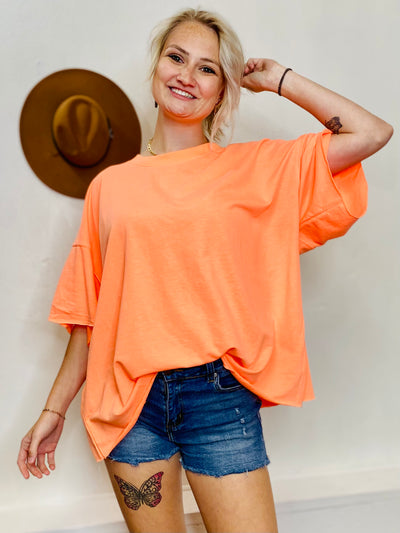 French Terry Top - Coral-Tops-Anatomy Clothing Boutique in Brenham, Texas