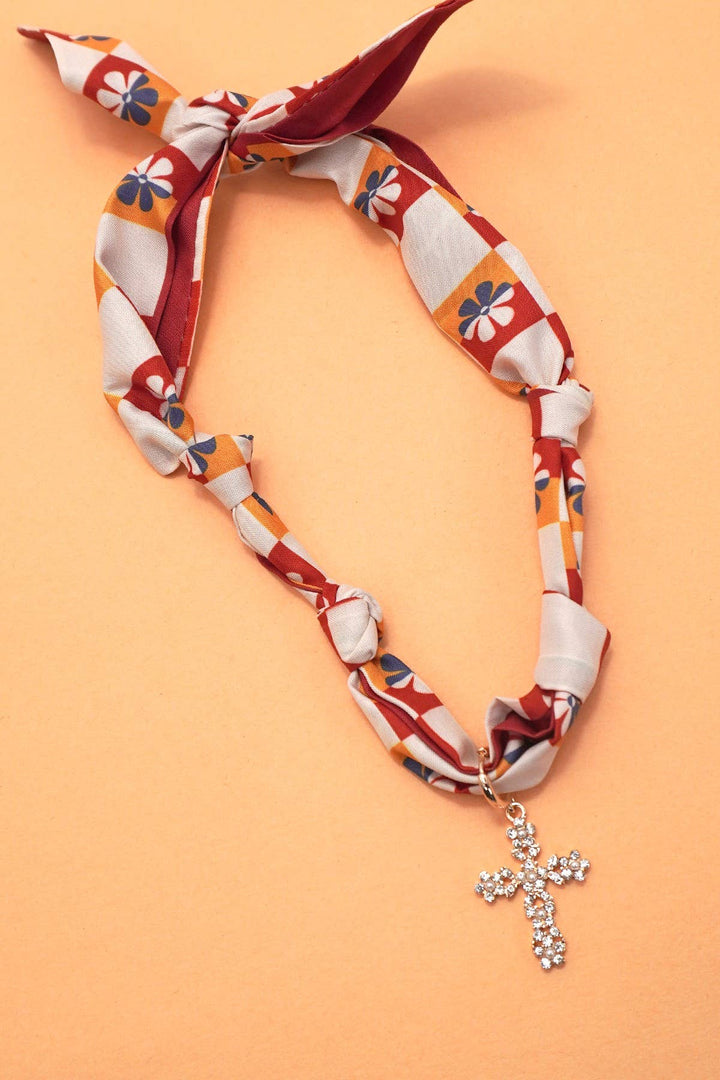 Handcrafted Scarf Charm Necklace - Red Cross-Anatomy Clothing Boutique in Brenham, Texas