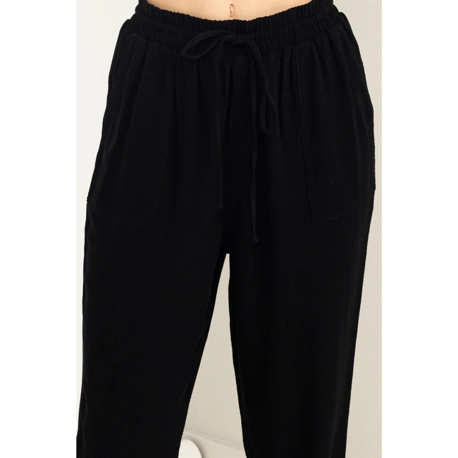 Janie Drawstring Jogger - Black-Bottoms and Jeans-Anatomy Clothing Boutique in Brenham, Texas