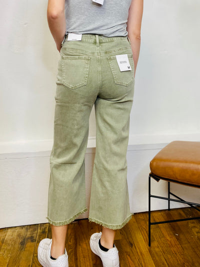 South Side Denim Crop Flare Jeans - Sage-Bottoms and Jeans-Anatomy Clothing Boutique in Brenham, Texas