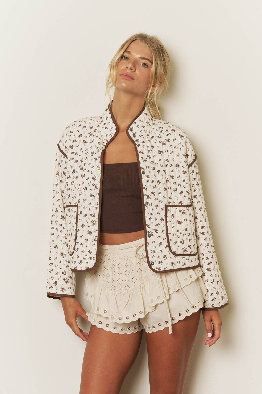 Sweet Meadow Floral Quilted Jacket-Jacket-Anatomy Clothing Boutique in Brenham, Texas
