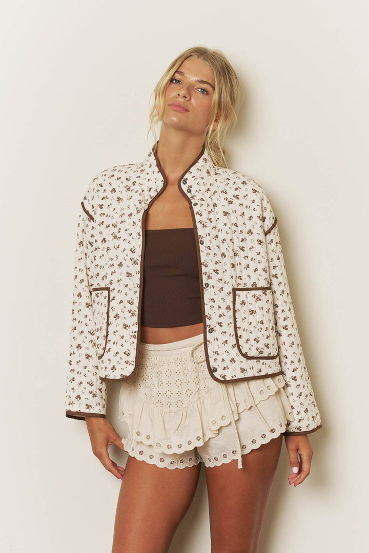Sweet Meadow Floral Quilted Jacket-Jacket-Anatomy Clothing Boutique in Brenham, Texas