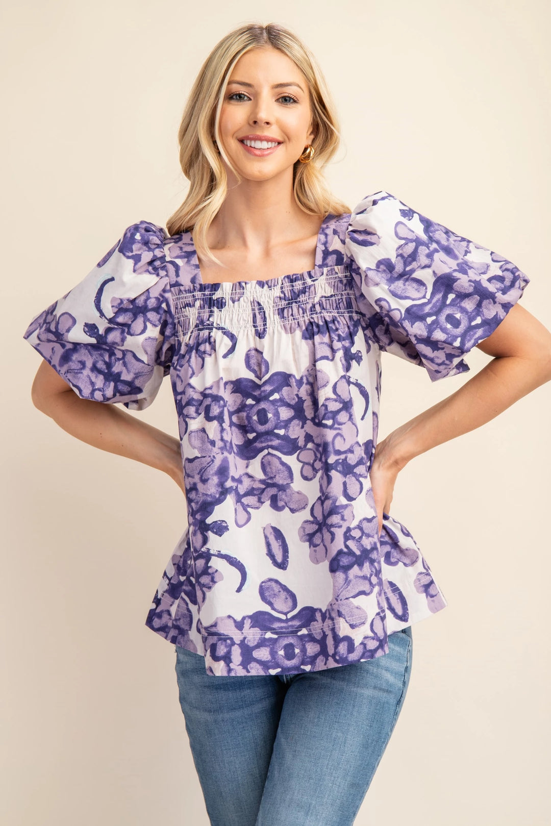 Poppy Floral Blouse-Tops-Anatomy Clothing Boutique in Brenham, Texas