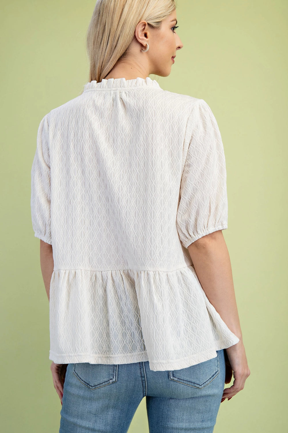 Teagan Textured Blouse-Tops-Anatomy Clothing Boutique in Brenham, Texas