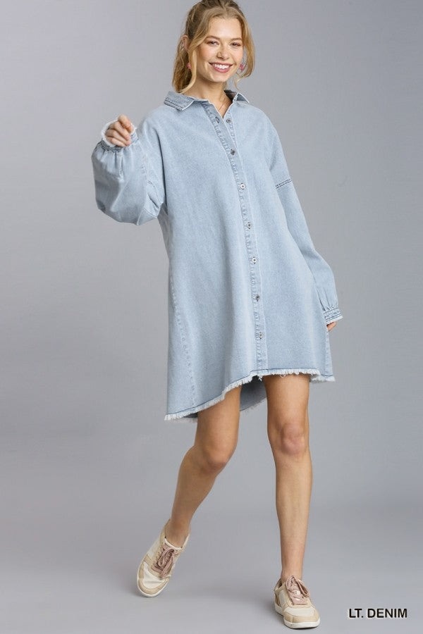 Cowboy Like Me Denim Dress UMGEE-Dresses-Anatomy Clothing Boutique in Brenham, Texas