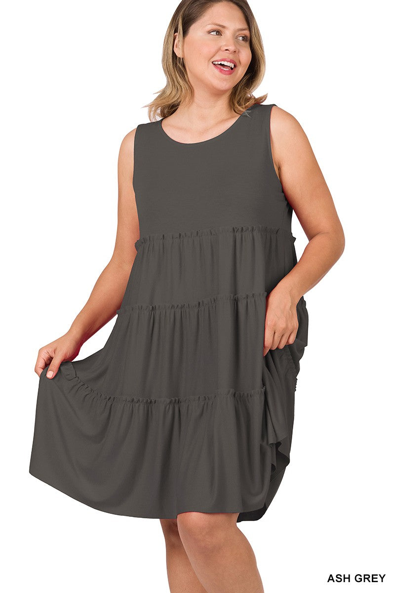 Cate Tank Tiered Mini Dress [curvy]-Dresses-Anatomy Clothing Boutique in Brenham, Texas