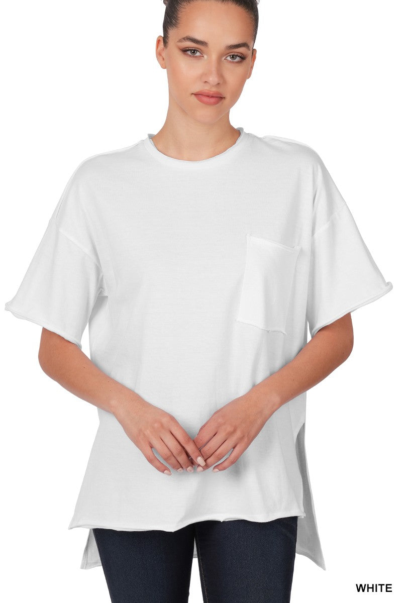 Misfit Oversized Tee - White-Tops-Anatomy Clothing Boutique in Brenham, Texas