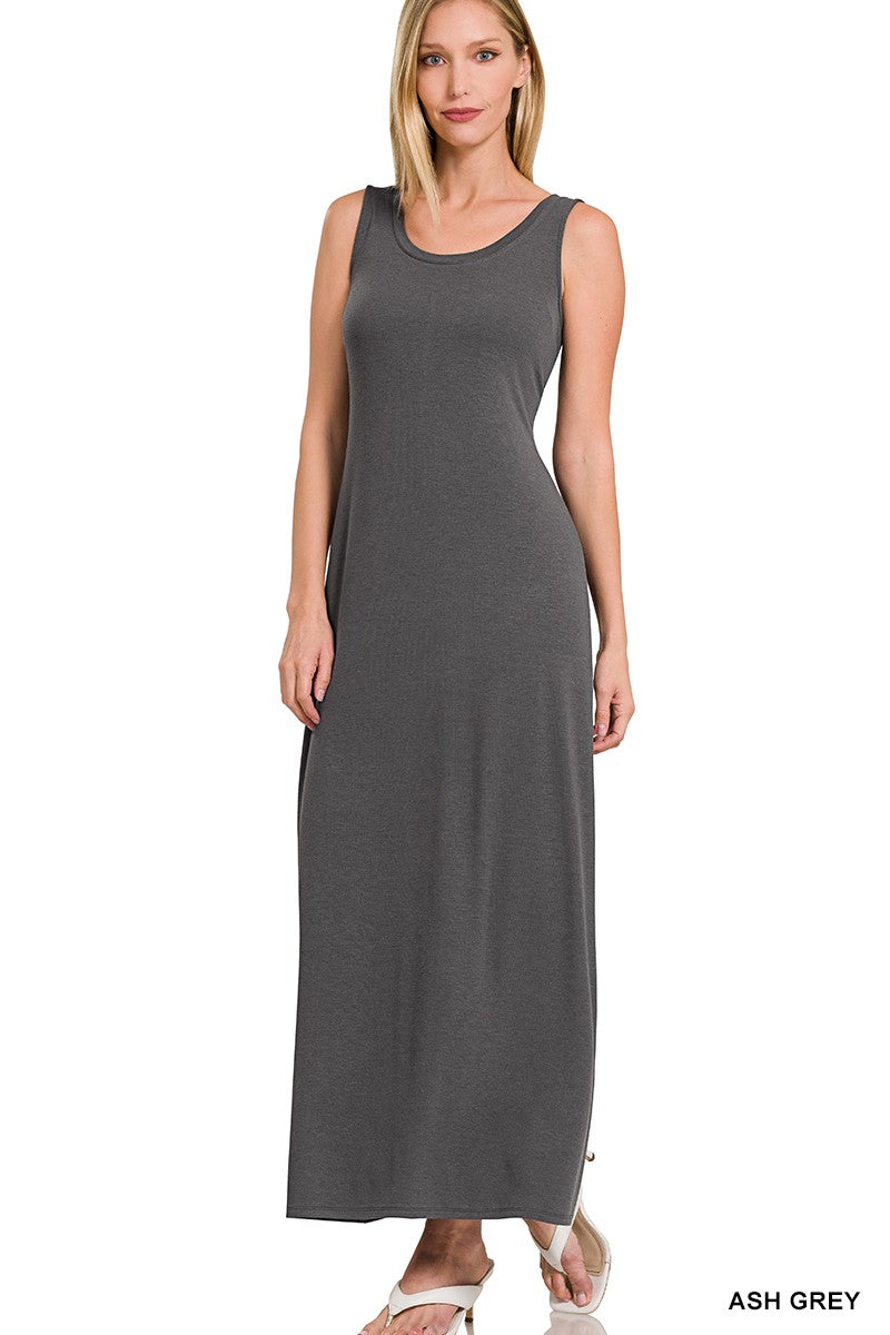 Mae Tank Maxi Dress-Grey-Dresses-Anatomy Clothing Boutique in Brenham, Texas