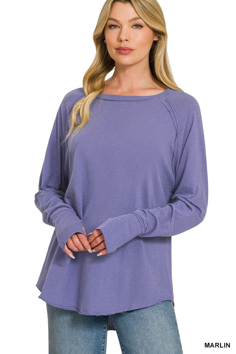 Weekend Replay Thumbhole Top - Marlin-Tops-Anatomy Clothing Boutique in Brenham, Texas