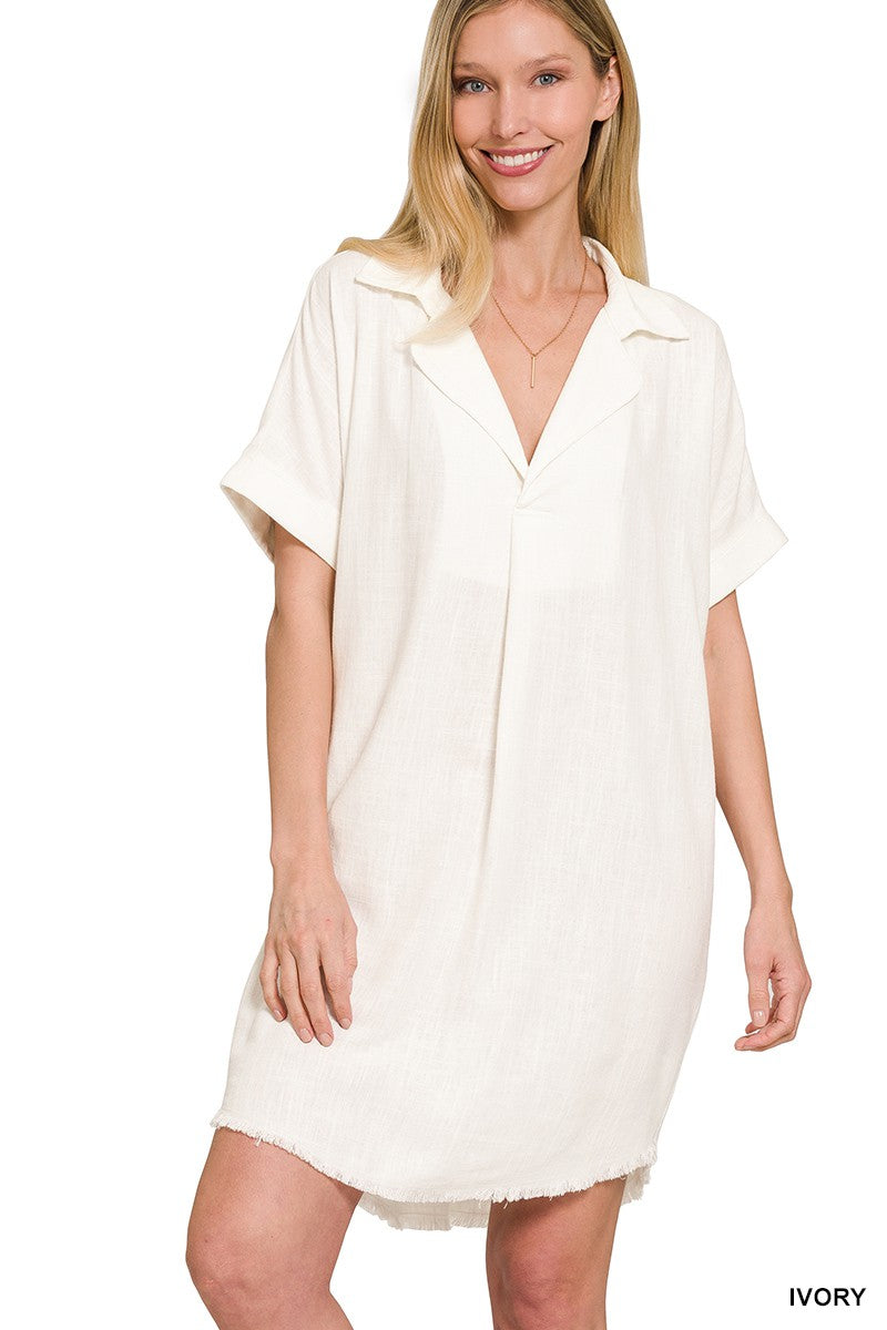 Lee Linen Dress-Ivory-Dresses-Anatomy Clothing Boutique in Brenham, Texas