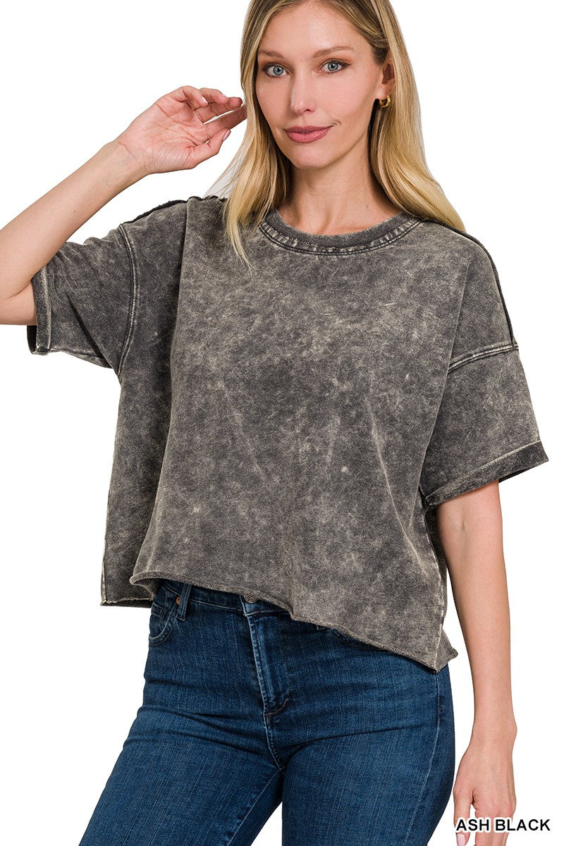 Reid Acid Wash Top-Tops-Anatomy Clothing Boutique in Brenham, Texas