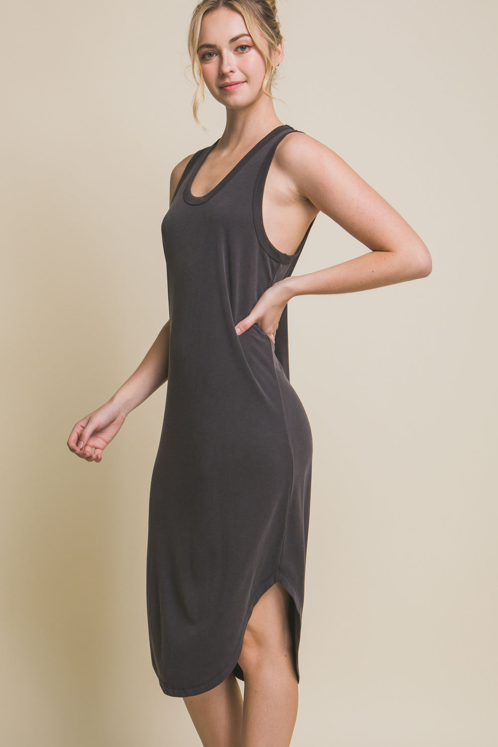 Sleeveless Ribbed Midi Dress-Dresses-Anatomy Clothing Boutique in Brenham, Texas