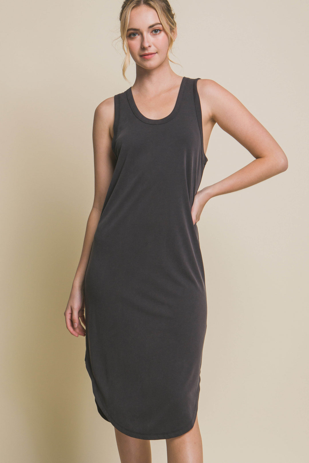 Sleeveless Ribbed Midi Dress-Dresses-Anatomy Clothing Boutique in Brenham, Texas