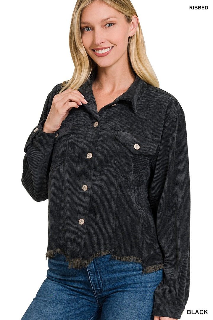 Dayna Corduroy Cropped Jacket-Tops-Anatomy Clothing Boutique in Brenham, Texas