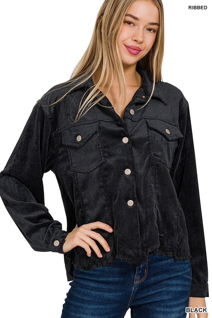 Dayna Corduroy Cropped Jacket-Tops-Anatomy Clothing Boutique in Brenham, Texas