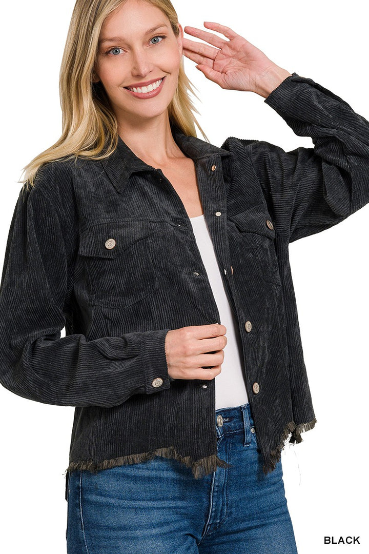 Dayna Corduroy Cropped Jacket-Tops-Anatomy Clothing Boutique in Brenham, Texas