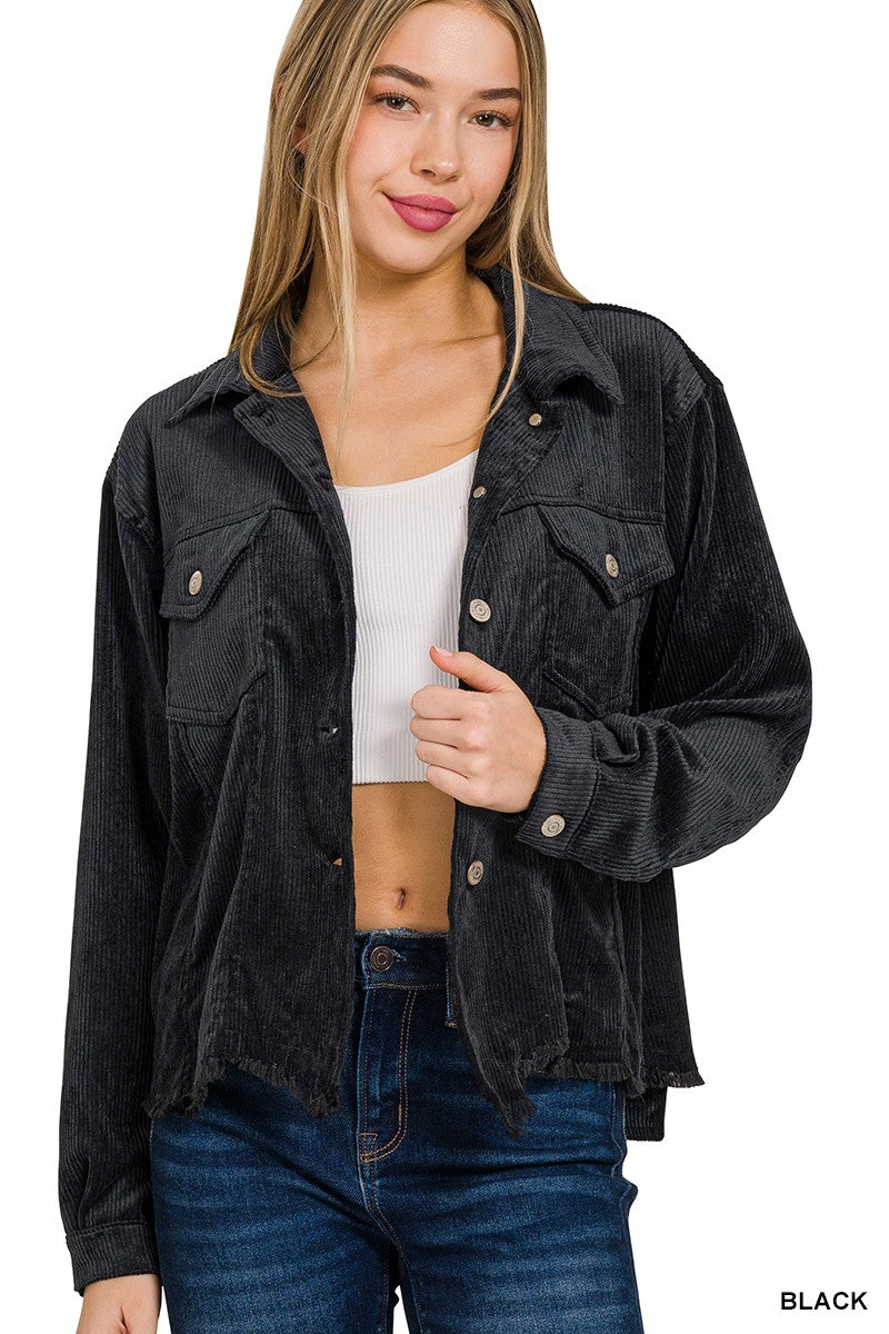 Dayna Corduroy Cropped Jacket-Tops-Anatomy Clothing Boutique in Brenham, Texas