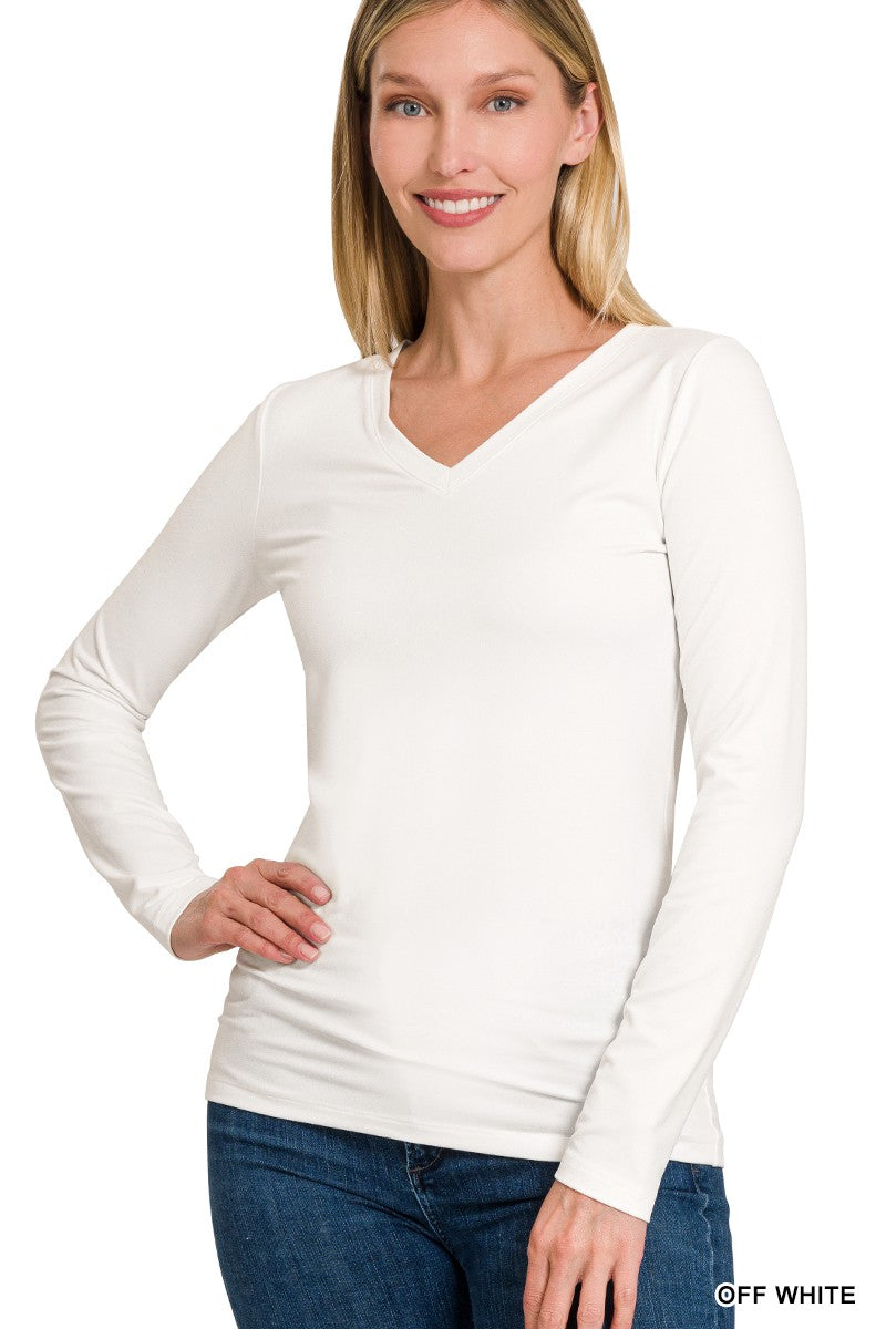 Better Now Long Sleeve Basic Top - White-Tops-Anatomy Clothing Boutique in Brenham, Texas