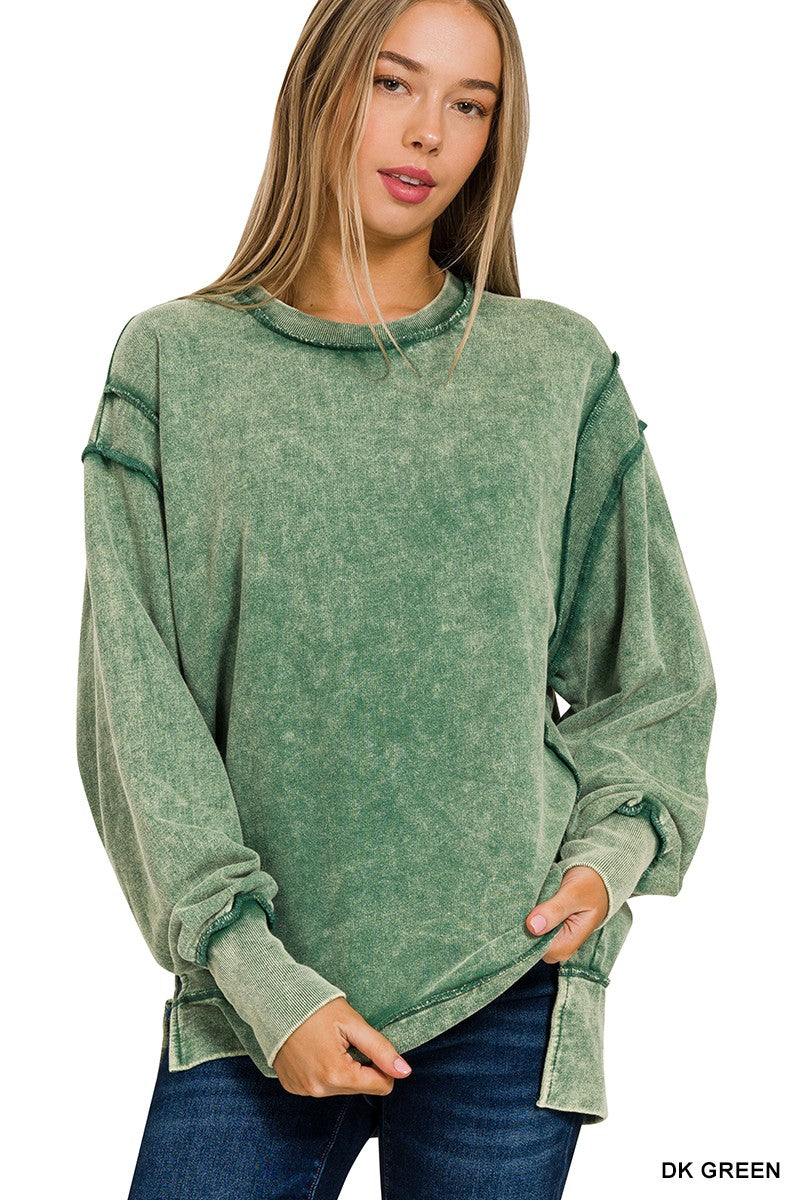 Ivy Oversized Pullover Sweatshirt - Green-Tops-Anatomy Clothing Boutique in Brenham, Texas