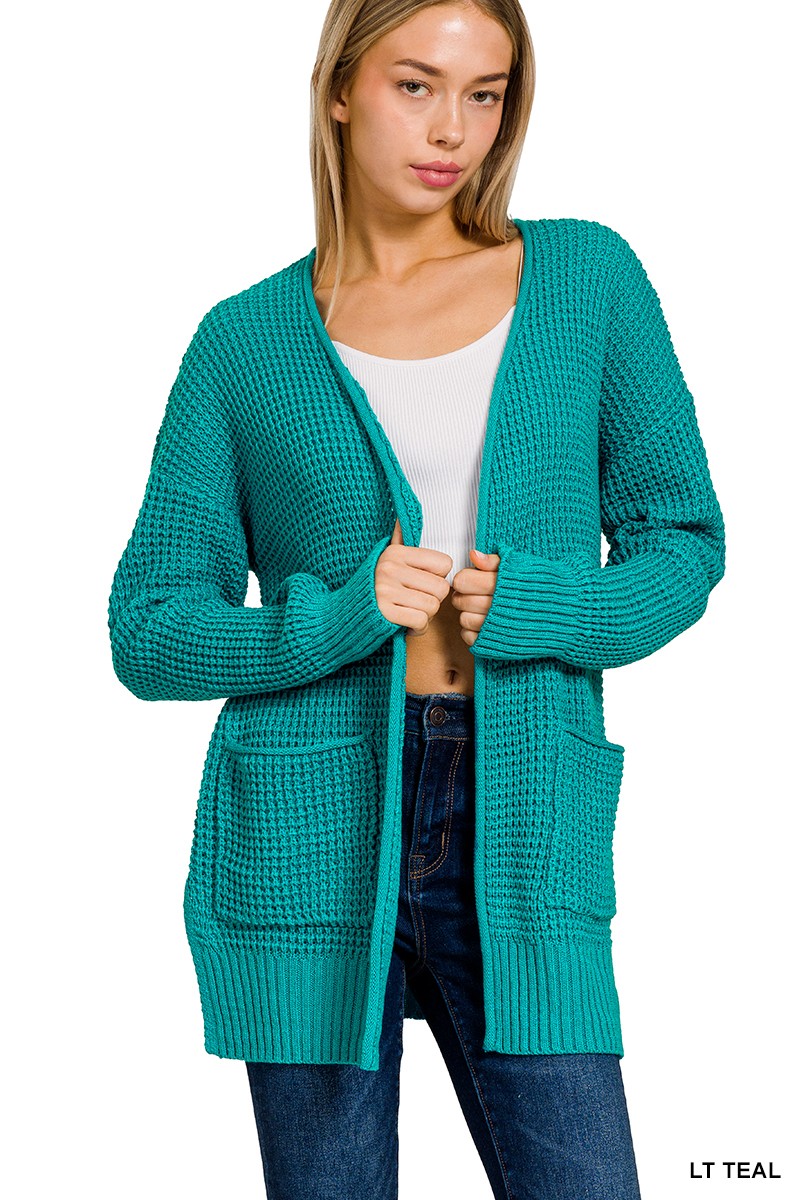 Taylor Knit Cardigan - Teal-Tops-Anatomy Clothing Boutique in Brenham, Texas