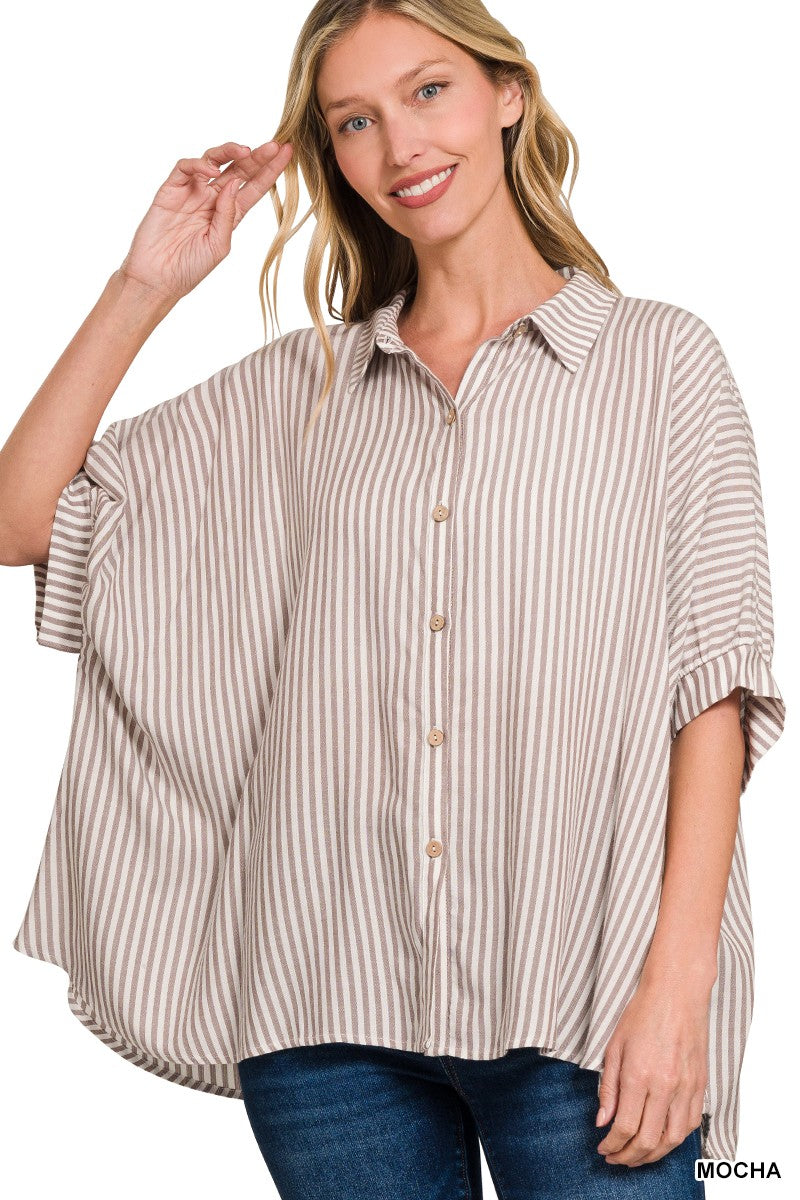 Mocha Breeze Striped Top-Tops-Anatomy Clothing Boutique in Brenham, Texas