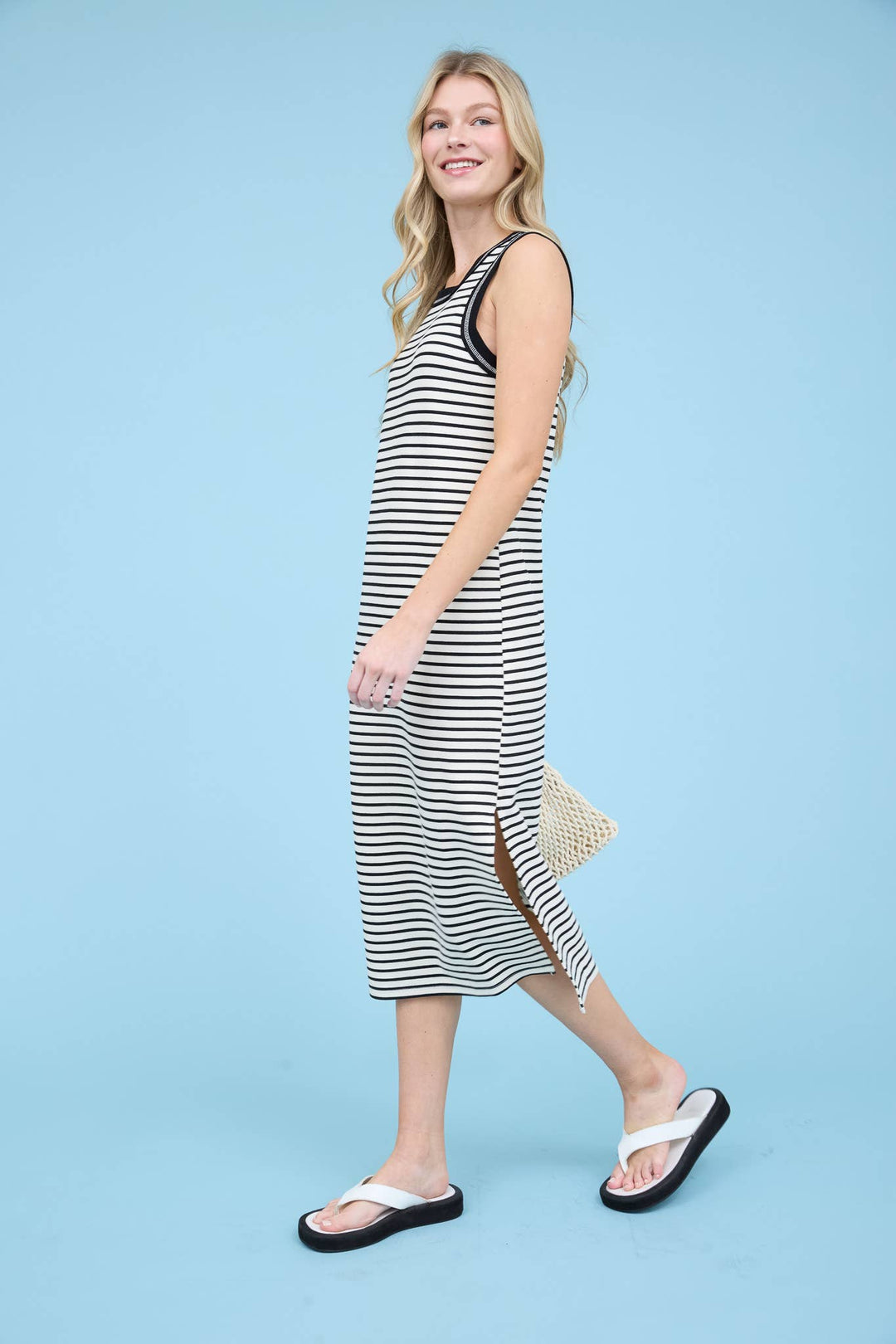 Black and White Midi Tank Dress LARGE Black and White Midi Tank Dress LARGE