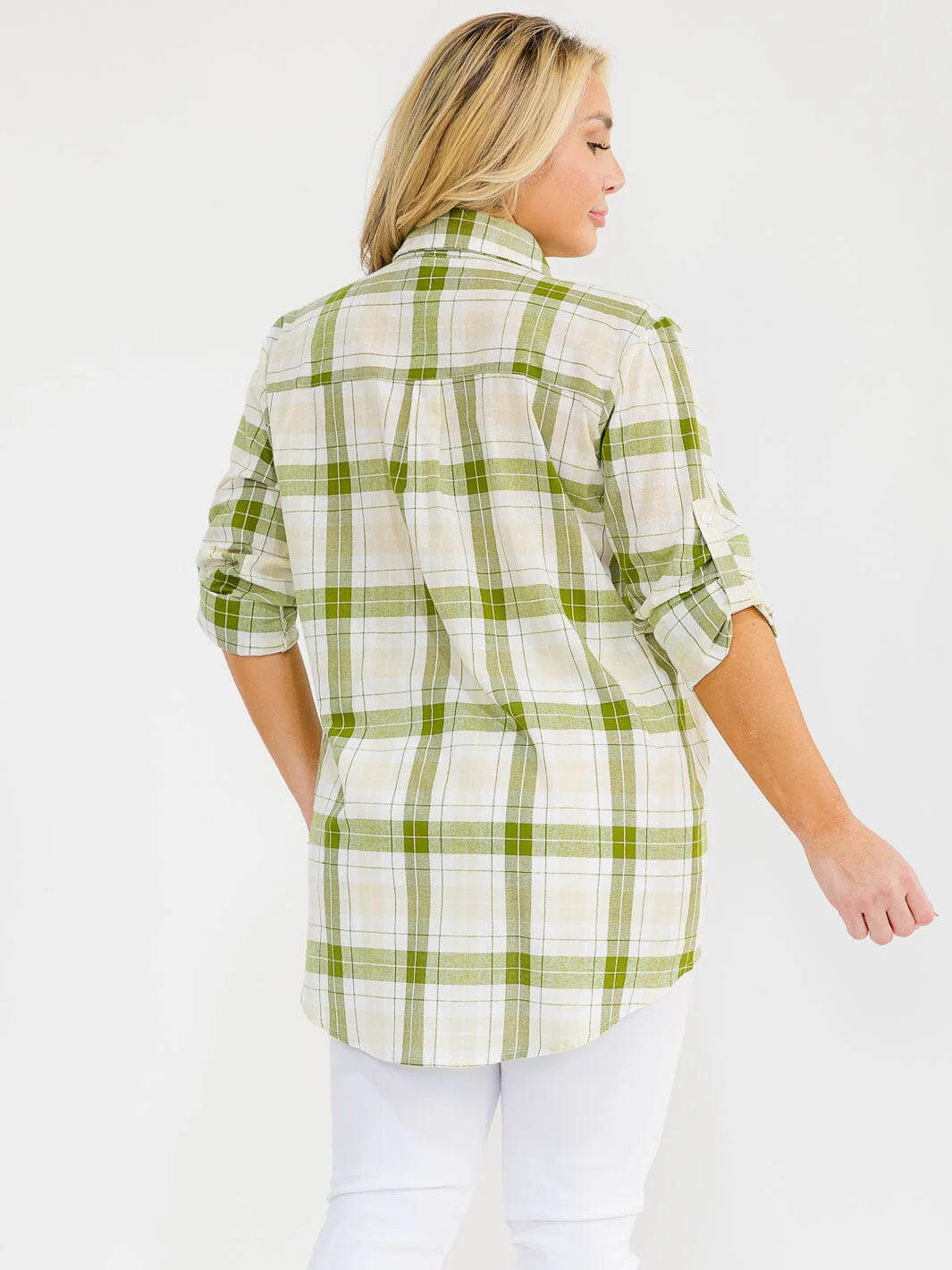 Evermore Plaid Button Shirt [Curvy]