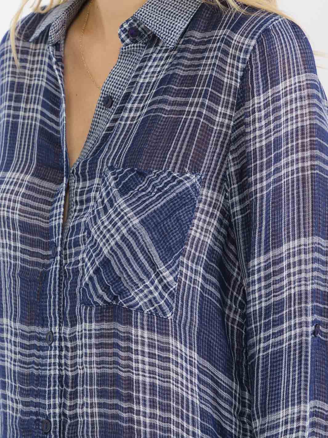 Midnight Plaid Button-Up Shirt-Tops-Anatomy Clothing Boutique in Brenham, Texas