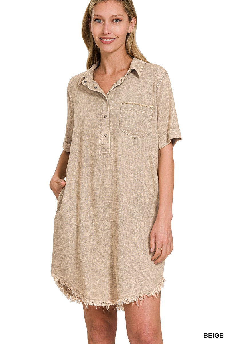 Button Linen Dress-Dresses-Anatomy Clothing Boutique in Brenham, Texas