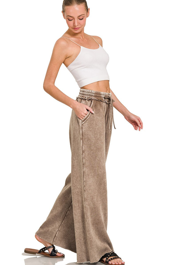 Poe Wide Leg Fleece Pants-Bottoms and Jeans-Anatomy Clothing Boutique in Brenham, Texas