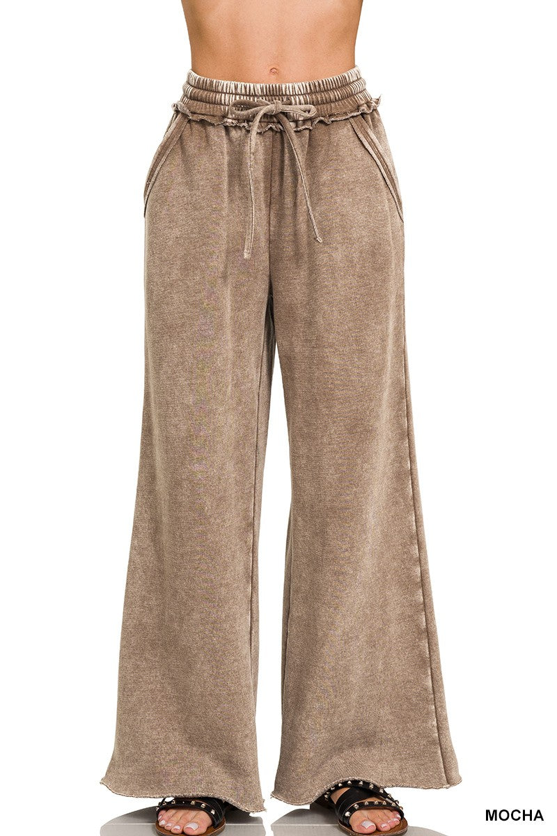 Poe Wide Leg Fleece Pants-Bottoms and Jeans-Anatomy Clothing Boutique in Brenham, Texas