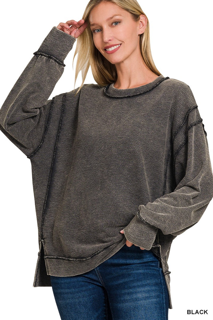 Mae Oversized Pullover Sweatshirt-Tops-Anatomy Clothing Boutique in Brenham, Texas