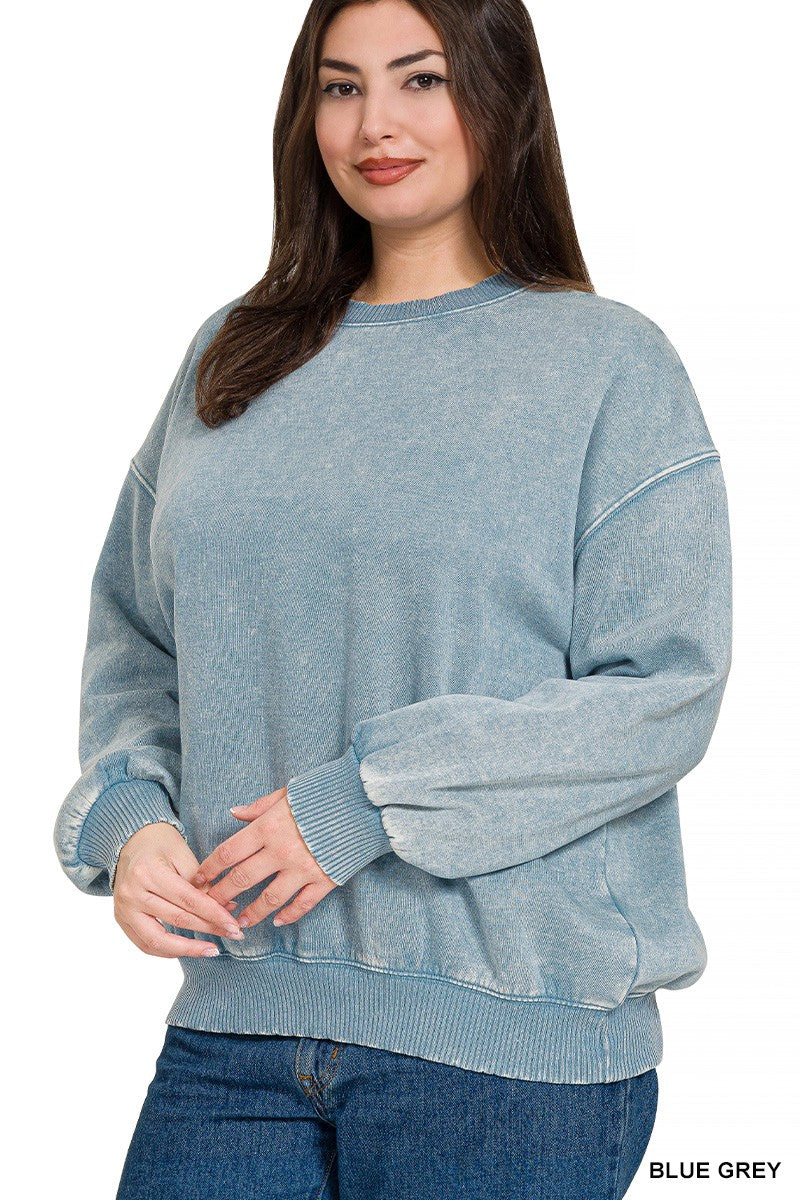 Cam Basic Pullover [curvy] - Blue-Tops-Anatomy Clothing Boutique in Brenham, Texas