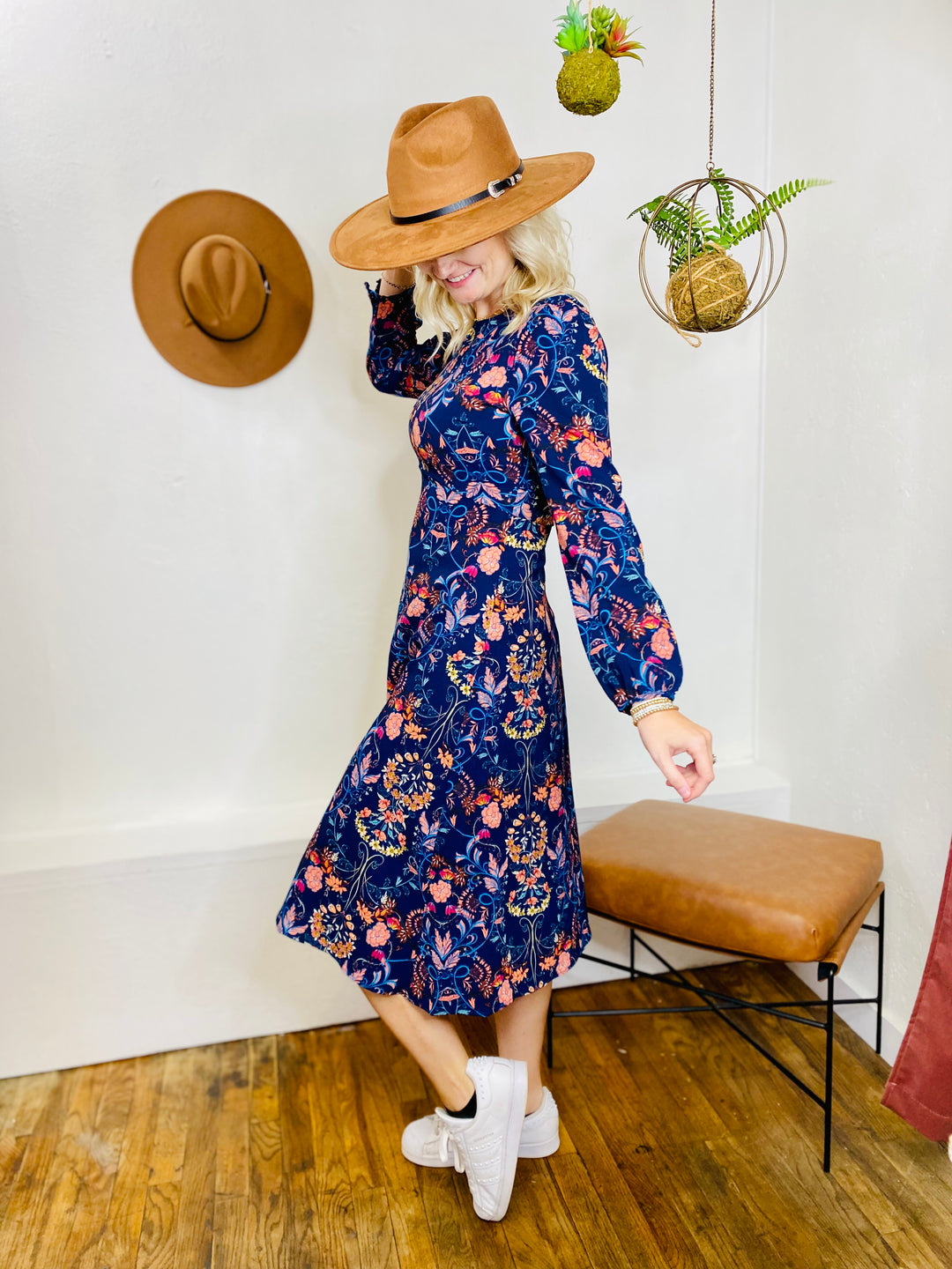 Madeline Floral Midi Dress-Dresses-Anatomy Clothing Boutique in Brenham, Texas