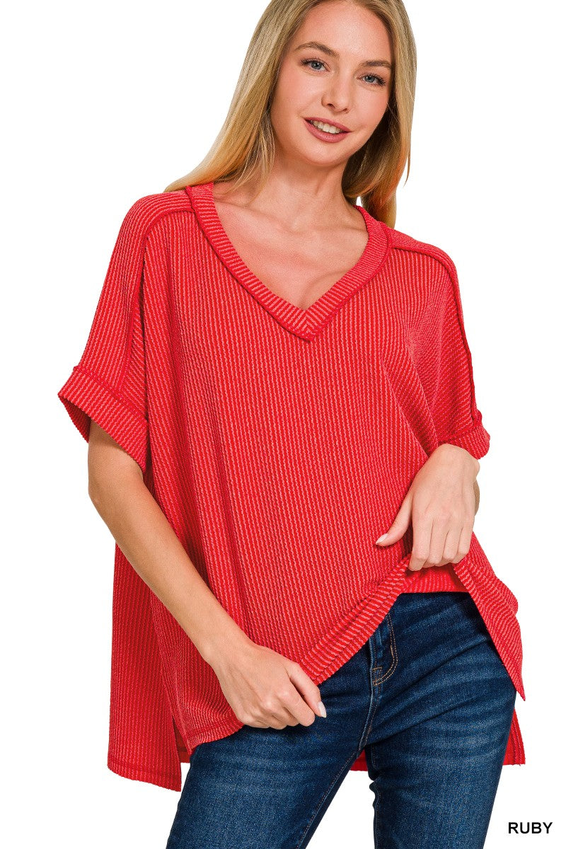 Roll With It Relaxed Tee - Red-Tops-Anatomy Clothing Boutique in Brenham, Texas