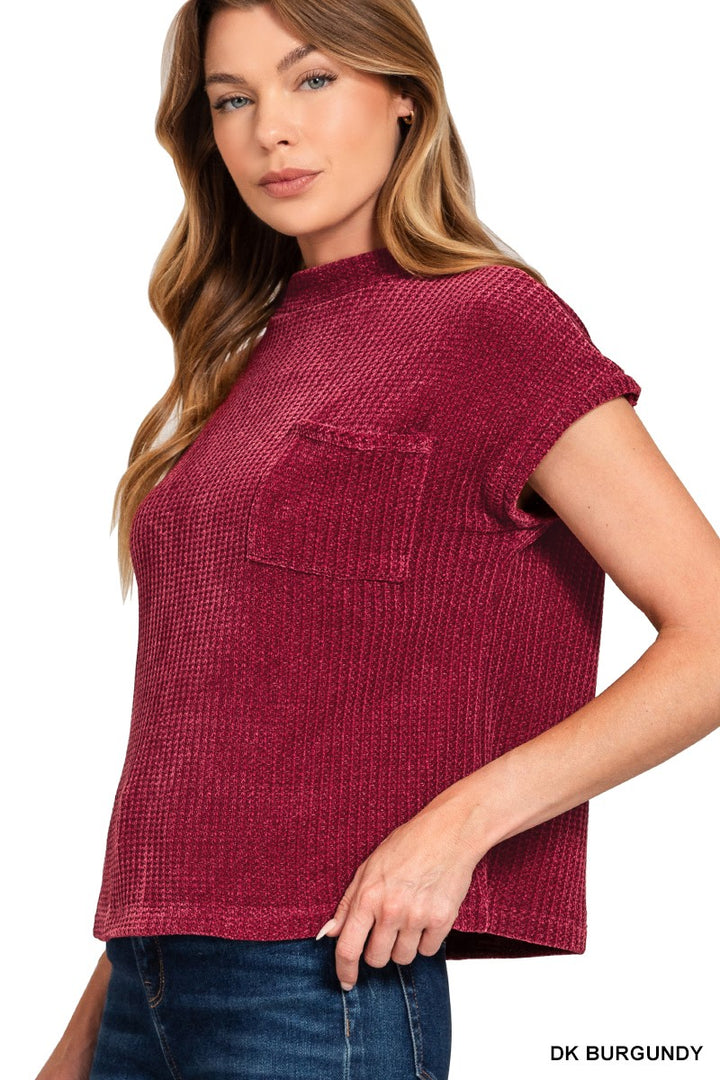 Casey Chenille Sweater Top - Burgundy-Tops-Anatomy Clothing Boutique in Brenham, Texas