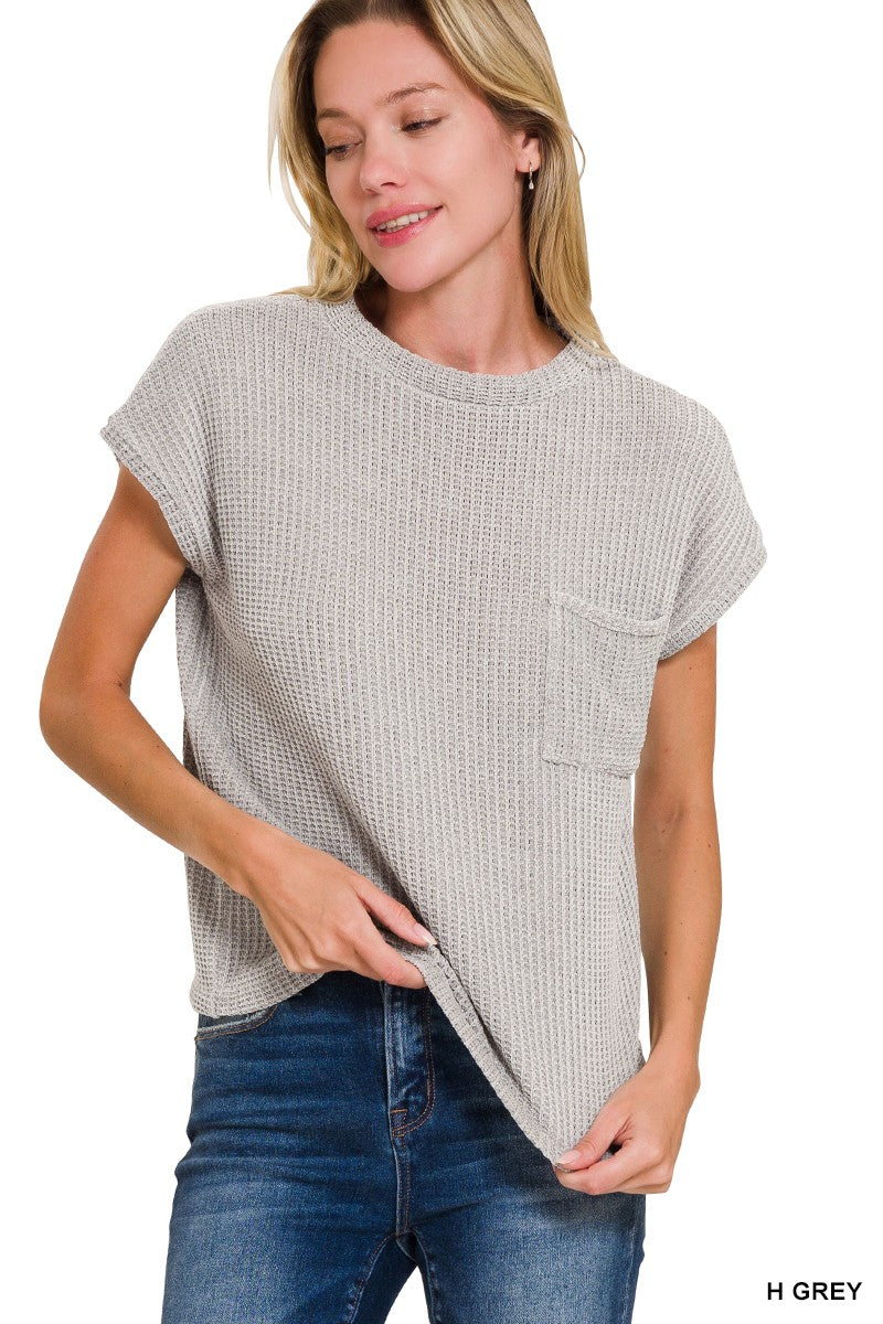 Casey Chenille Sweater Top - Grey-Tops-Anatomy Clothing Boutique in Brenham, Texas