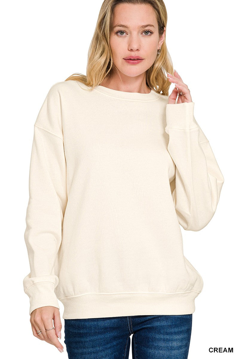 Zayne Basic Pullover - Cream-Tops-Anatomy Clothing Boutique in Brenham, Texas