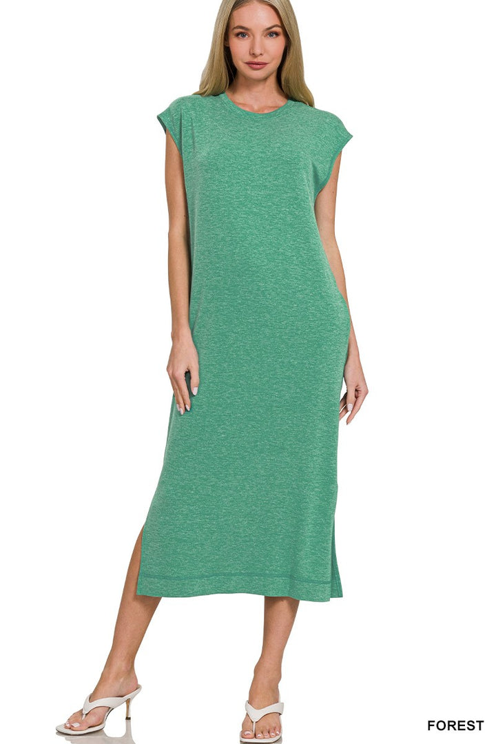 Sarah Washed Midi Dress - Forest-Dresses-Anatomy Clothing Boutique in Brenham, Texas