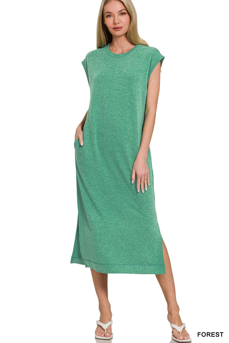 Sarah Washed Midi Dress - Forest-Dresses-Anatomy Clothing Boutique in Brenham, Texas