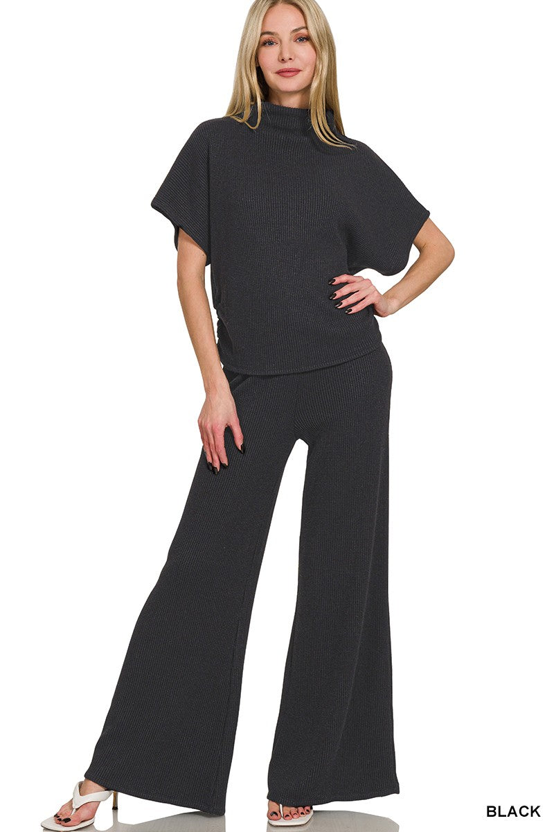 Sweater Mock Neck and Pants Set-loungewear sets-Anatomy Clothing Boutique in Brenham, Texas