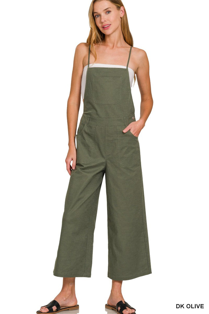 Indy Denim Jumpsuit - Olive-Jumpsuits & Rompers-Anatomy Clothing Boutique in Brenham, Texas