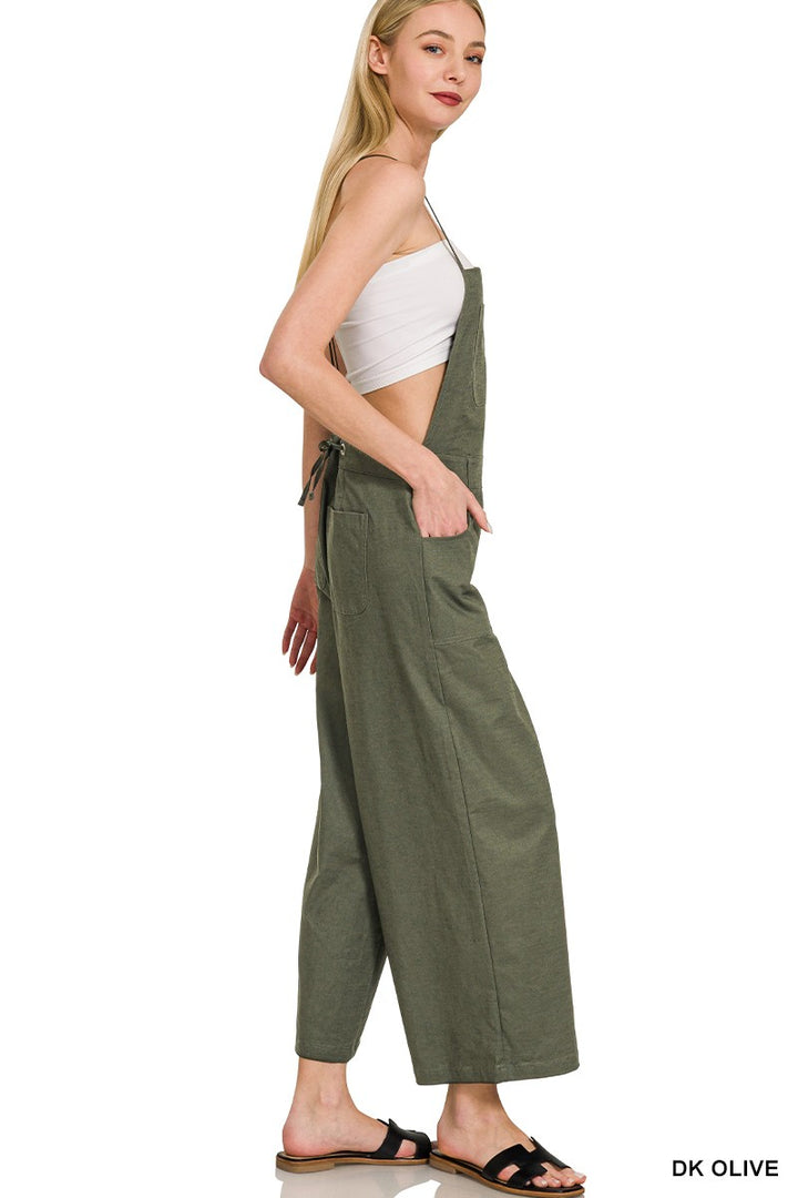 Indy Denim Jumpsuit - Olive-Jumpsuits & Rompers-Anatomy Clothing Boutique in Brenham, Texas