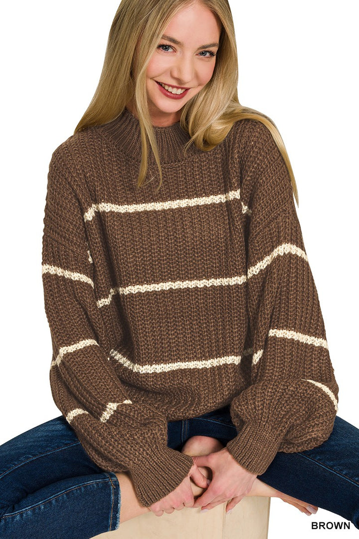 Sweater Weather Striped Sweater-Tops-Anatomy Clothing Boutique in Brenham, Texas