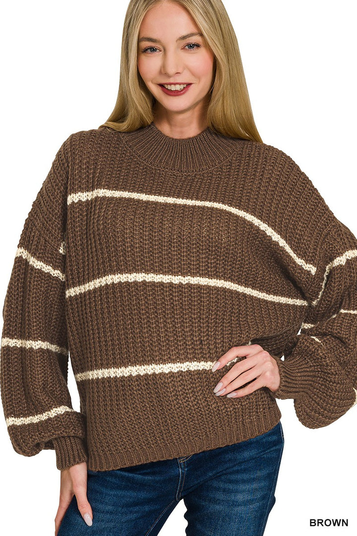 Sweater Weather Striped Sweater-Tops-Anatomy Clothing Boutique in Brenham, Texas